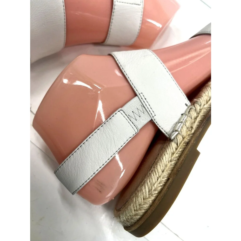 Eileen Fisher Max Espadrille Flat Sandals‎ Size 6 US Open Toe Leather Neutral